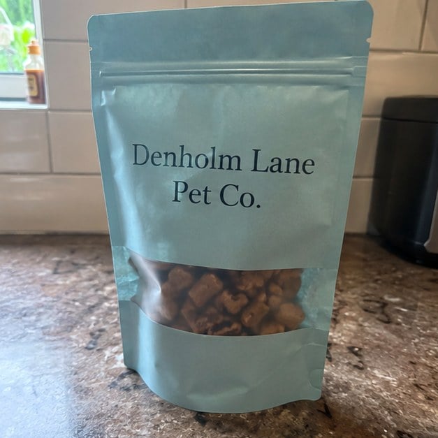 Custom dog treat bags — customer photo