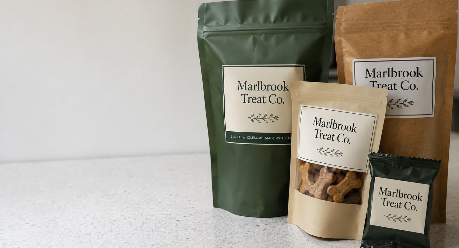 Custom printed dog treat bags with logo
